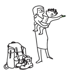 Illustration of woman veteran with child